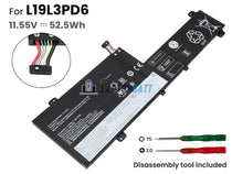 52.5Wh Battery for Lenovo L19L3PD6 11.55V 3 Cells