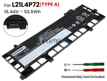 52.5Wh Battery for Lenovo L21L4P72 15.44V 4 Cells