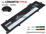 52.5Wh Battery for Lenovo L21L4P72 15.44V 4 Cells