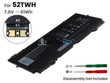 7.6V 51Wh Laptop_Dell 52TWH battery