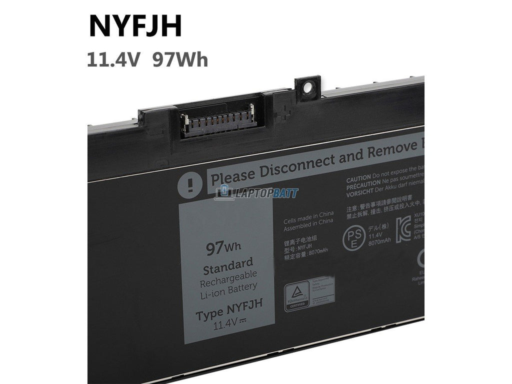 Dell NYFJH Battery (7.6V 64Wh vs 11.4V 97Wh)